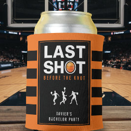 Enfriador De Latas Basketball Bachelor Party Last Shot Orange Striped