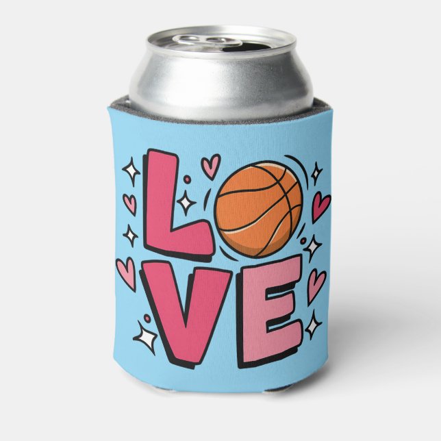 Enfriador De Latas Basketball Love Cute Girls Women Basketball Player (Reverso de la lata)