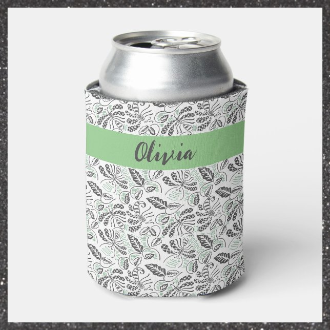 Enfriador De Latas Batik de verano gris verde bonito (So pretty for summertime!)