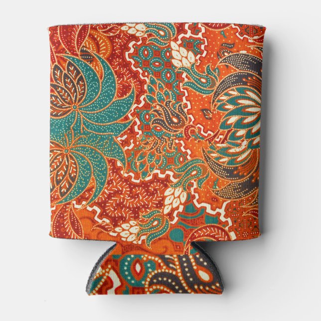 Enfriador De Latas Batik Malayo: Hermoso patrón de arte. (Anverso)
