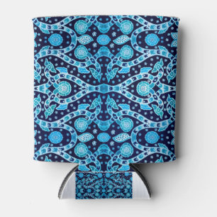 Enfriador De Latas Batik Tribal Africano Azul