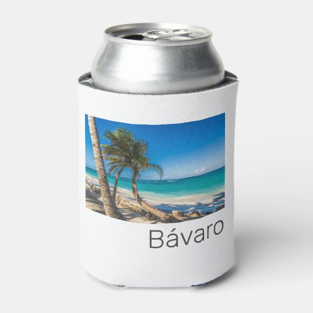 Enfriador De Latas Bavaro Beach Caribe República Dominicana Souvenir (Lata Anverso)