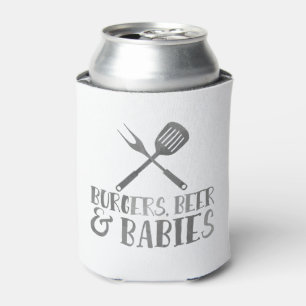 Enfriador De Latas Bbq Baby Shower de las hamburguesas, de la cerveza