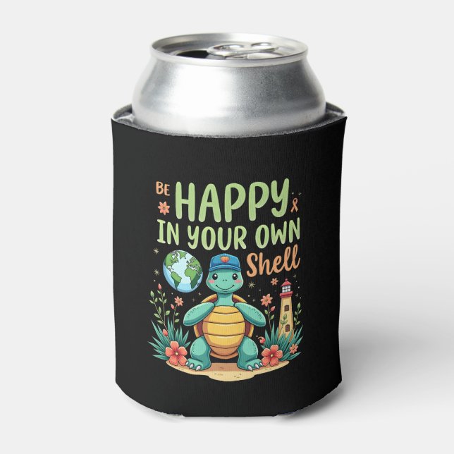 Enfriador De Latas Be Happy In Your Own Shell Turtle Autism Awareness (Lata Anverso)