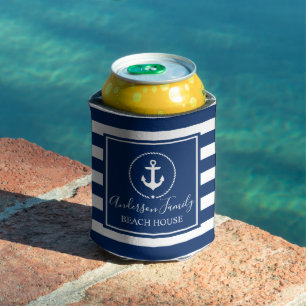Enfriador De Latas Beach House Anchor Náutico Estrella Azul Estrella