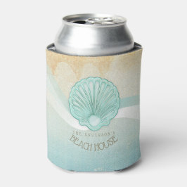 Enfriador De Latas Beach House Clam Shell Aqua Blue ID623