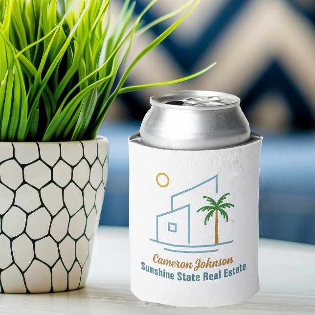 Enfriador De Latas Beach Real Estate Company Cute Personalizable (Subido por el creador)