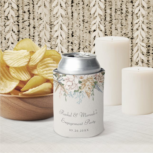 Enfriador De Latas Beach Seashells Floral (Subido por el creador)