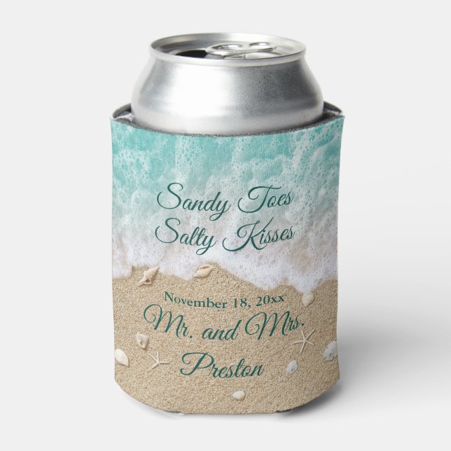 Enfriador De Latas Beach Waves Sandy Toes Cooler (Lata Anverso)