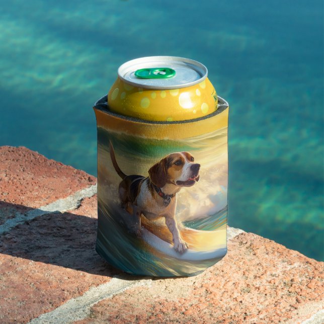 Enfriador De Latas Beagle Beach Surfing Painting (Piscina in situ)