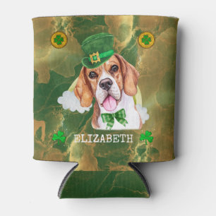Enfriador De Latas Beagle Dorado Personalizado St. Patricks