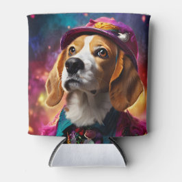 Enfriador De Latas Beagle en un Gorra rosado