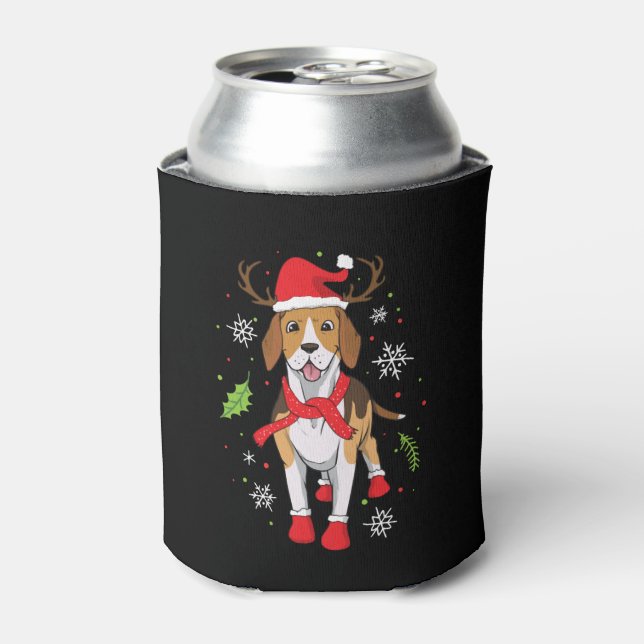 Enfriador De Latas Beagle Navidades regalo de Navidades divertidos (Lata Anverso)