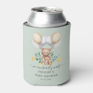 Enfriador De Latas Bear Eucalyptus Baby Shower Bearly Wait