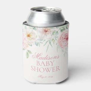 Enfriador De Latas Bebé floral rosado en el Baby Shower Bloom Hydrang