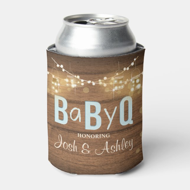 Enfriador De Latas Bebé Q Coed BBQ Baby Shower Can Frasco Frasco (Lata Anverso)