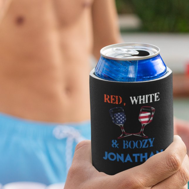 Enfriador De Latas Beber azul blanco rojo 4 de julio (Subido por el creador)
