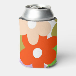 Enfriador De Latas Bebida botánica coloreada retro floral