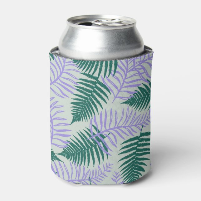 Enfriador De Latas Bebida de color de agua verde morado floral (Lata Anverso)