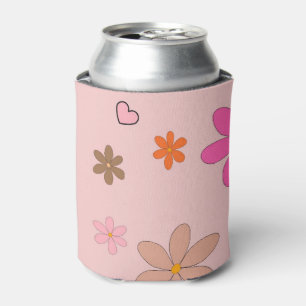 Enfriador De Latas Bebida de flores color acuático elegante con flore
