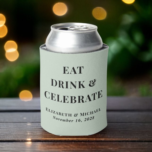 Enfriador De Latas Bebida moderna para celebrar al Boda verde sabio (Subido por el creador)