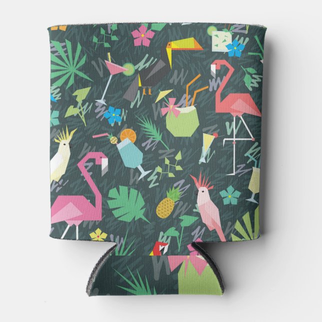 Enfriador De Latas Bebidas De Aves Tropicales: Vibrantes Sin Mar. (Anverso)