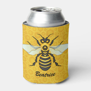 Enfriador De Latas Bee Honeycomb Nombre personalizado Honeybee Hive