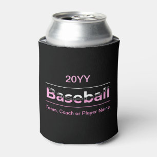 Enfriador De Latas Béisbol para niñas - Tipografía geométrica rosa