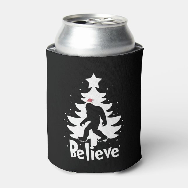Enfriador De Latas Believe Yeti Bigfoot Sasquatch Navidades Santa (Lata Anverso)