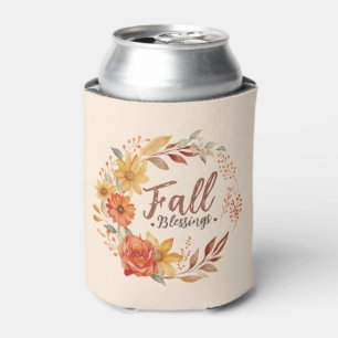 Enfriador De Latas Bendiciones de otoño - Hojas de otoño y flores