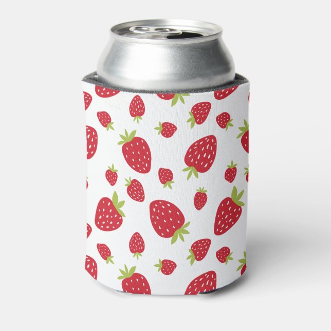 Enfriador De Latas Berry Sweet Cute Strawberry Pattern Cumpleaños (Reverso de la lata)