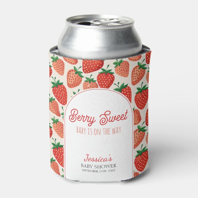 Enfriador De Latas Berry Sweet Strawberry Baby Shower Cooler (Lata Anverso)