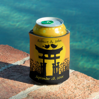 Enfriador De Latas Besando aves amorosas al atardecer boda
