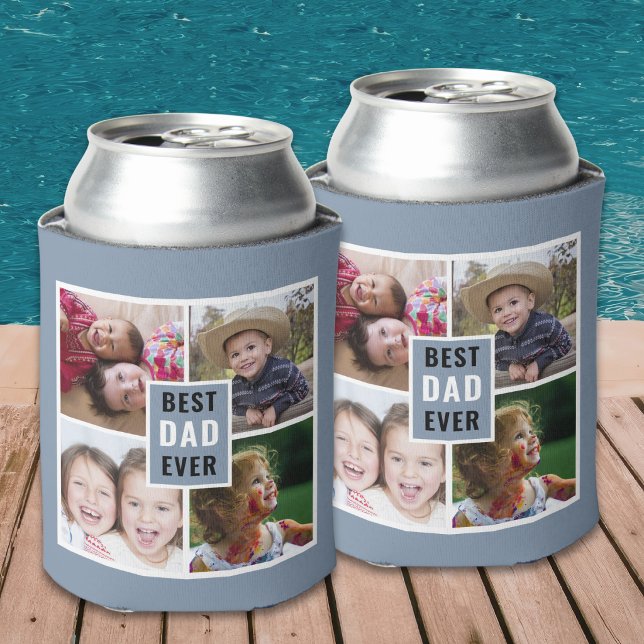 Enfriador De Latas Best Dad Ever 4 Photo Collage Personalized Gray (Subido por el creador)