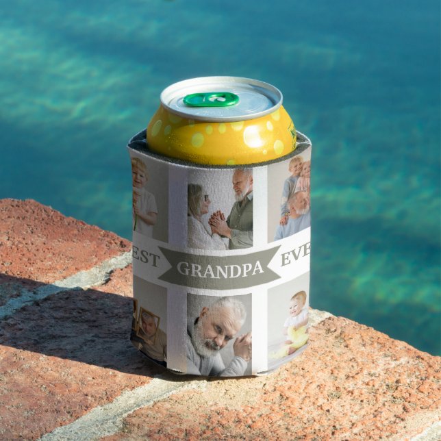 Enfriador De Latas Best Grandpa Ever | Custom Photos Can Cooler  (Piscina in situ)