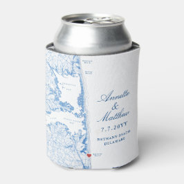 Enfriador De Latas Bethany Beach DE Map Navy Blue Wedding Favink Bebe