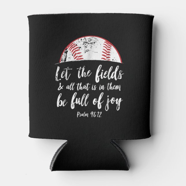Enfriador De Latas Bíblica de béisbol Verse Cute Salmo Cristiano 96 (Anverso)