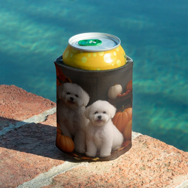 Enfriador De Latas Bichon Frise Puppy Calabaza deslumbrante de otoño (Piscina in situ)