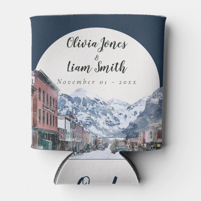 Enfriador De Latas Bienvenida a Boda de Telluride (Anverso)