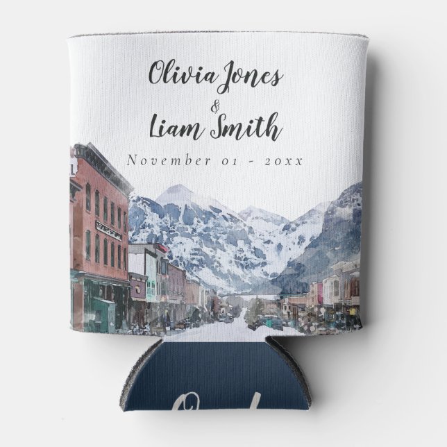 Enfriador De Latas Bienvenida a Boda de Telluride (Anverso)