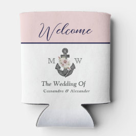 Enfriador De Latas Bienvenida a la Marina Rosa Náutica Boda Floral An