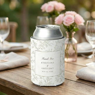 Enfriador De Latas Bienvenida de boda floral en verde esmeralda con e