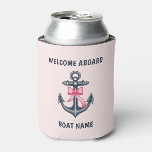 Enfriador De Latas Bienvenida del anclaje rosa a bordo del barco Nomb
