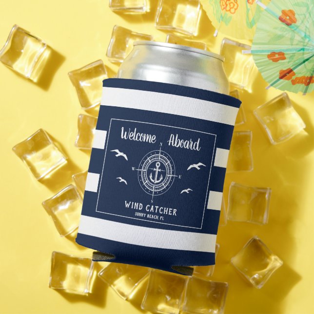 Enfriador De Latas Bienvenida del nombre del barco personalizado a bo (Verano in situ)