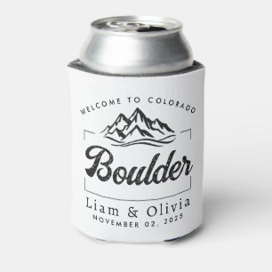 Enfriador De Latas Bienvenida Minimalista Boda de Boulder Colorado