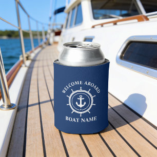 Enfriador De Latas Bienvenida Náutica a Bordo Nombre del Barco Ancla 