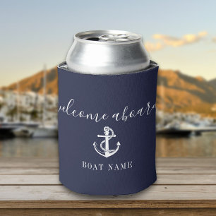 Enfriador De Latas Bienvenido a bordo Nombre del barco Azul marino