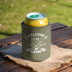 Enfriador De Latas Bienvenido a la Cabina   Flechas rusas Olive & Whi
