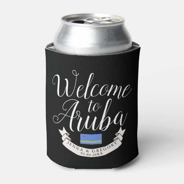 Enfriador De Latas Bienvenidos a Aruba | Personalizado de bodas de de (Lata Anverso)