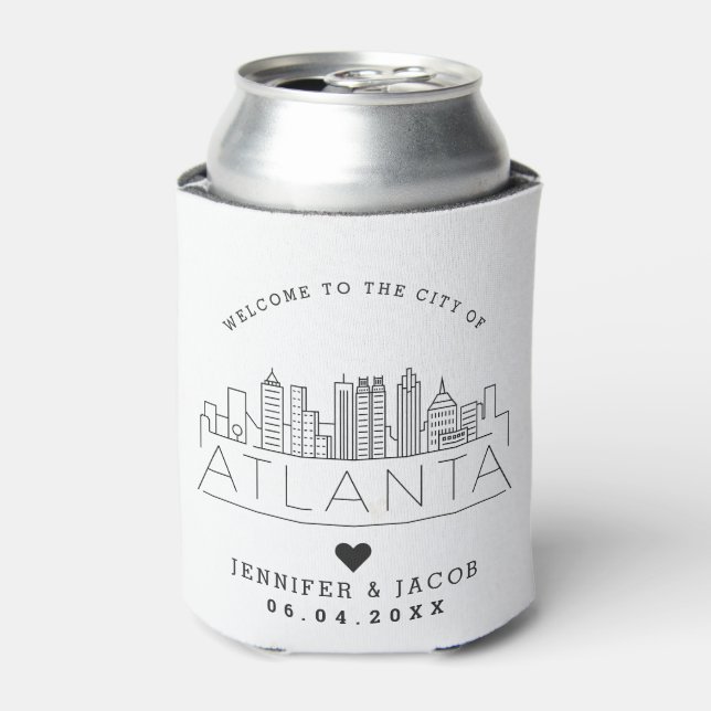 Enfriador De Latas Bienvenidos a Atlanta | Boda Favor Invitado (Lata Anverso)